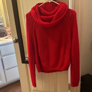 moon & madison Vibrant Red Cowl Neck Sweater